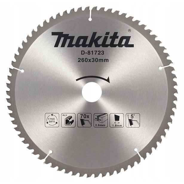 Makita Řezací Kotouč Na Hliník 260 x 30 mm 70 zubů D-81723