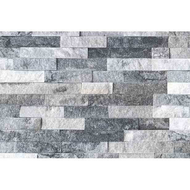 Obklad kamenný lepený DEKSTONE Q 016 Quartzite White & Grey kvarcit plošný 550×150 mm