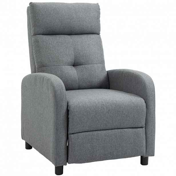 OKWISH RELAXAČNÍ křeslo 67/87/98 cm šedé z polyesteru s polohováním do 155° a výsuvnou podnožkou