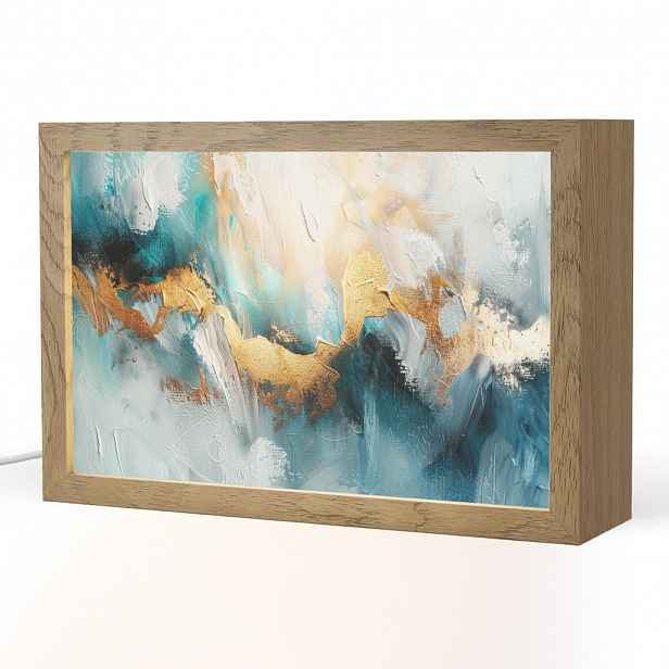 OnlyWow STOLNÍ LAMPA Abstraktní - umění - zlatá - modrá 30x20 cm
