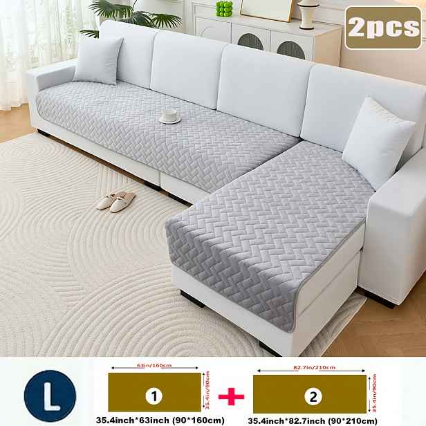 TEMU Dvoudílný flanelový potah na pohovku s bohémským geometrickým designem - Vyrobeno z polyesteru odolného proti skluzu a vhodného pro domácí