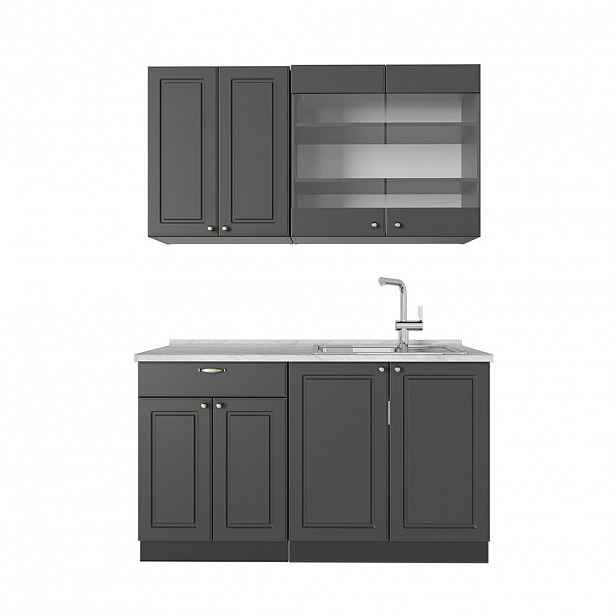 Vicco JEDNOTKOVÁ KUCHYNĚ Fame-Line Anthrazit-Gold Landhaus 140 cm , PD Mramor