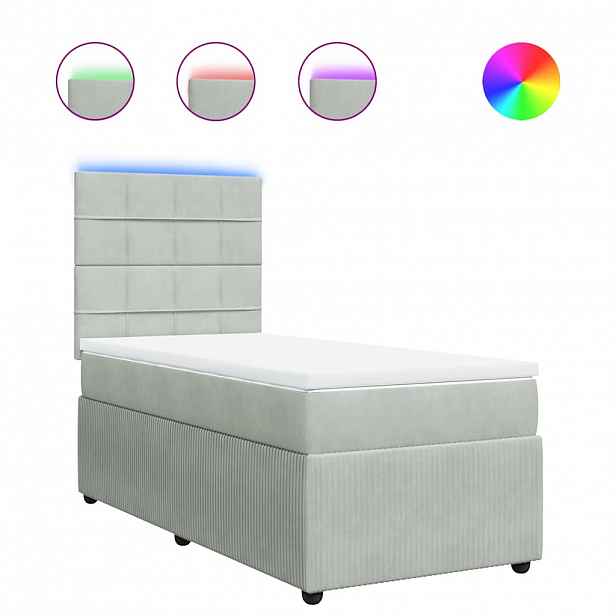 vidaXL Box spring postel s matrací světle šedá 90x200 cm samet