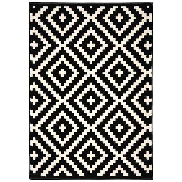 Kusový koberec Gloria new black/cream, 190x280, černobílá, chodba / předsíň, Alfa Carpets