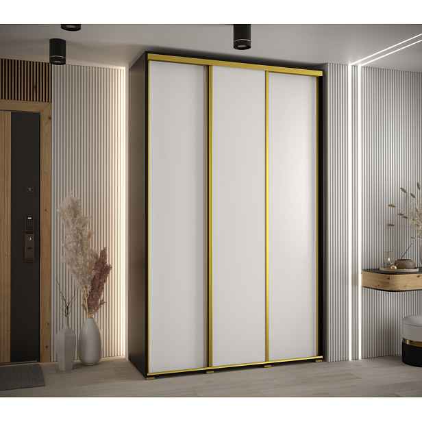Šatní skříň ASIRI 1 - 150/60 cm, černá / bílá / zlatá