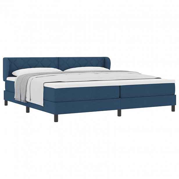 vidaXL Postel s boxspringem s čelo Modrá 200 x 200 cm textil