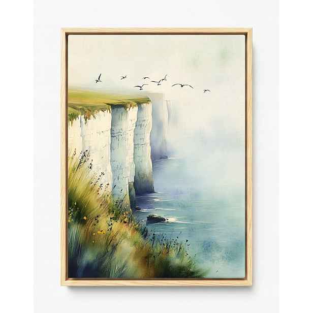 Obraz Rám Americký Box Krajina Moře Bílé Útesy Dover Mlha Ptáci 60x80
