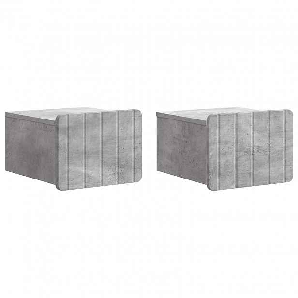 vidaXL Nástěnný noční stolek 2 ks Betonově šedá 33 x 34,5 x 24 cm