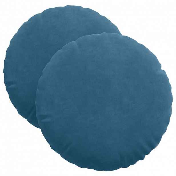 vidaXL Polštáře na sedadla 2 pcs Modrá Ø 40 x 13 cm samet