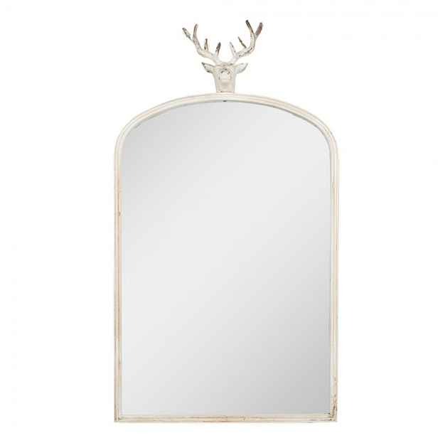 Béžové antik kovové zrcadlo s hlavou jelena Deer vintage - 58*10*105 cm Clayre & Eef