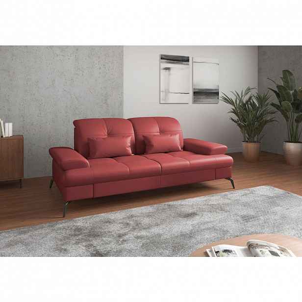 Sit & More 2,5SEDÁK, červená, kombinace pravá kůže/látka