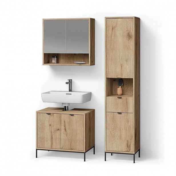 Livinity® KOUPELNOVÝ NÁBYTEK ATERNO, Dub Viking, 3dílná