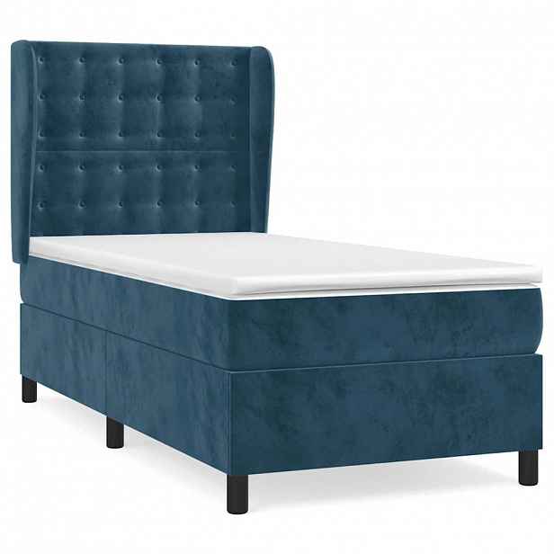 vidaXL Box spring postel s matrací tmavě modrá 100x200 cm samet