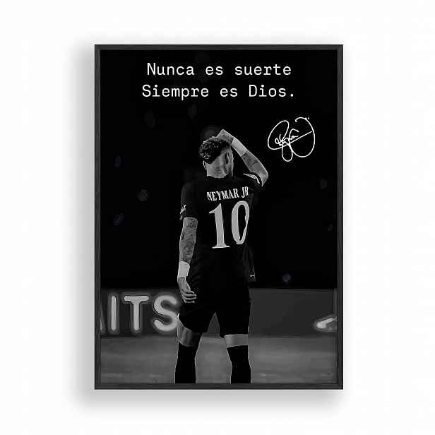 Obraz Neymar Jr Citát Fotbal Plakát Rámeček Dřevěný Černý 30x42 cm