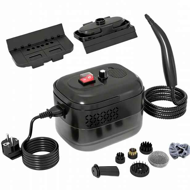 Parní čistič 2000 W 3 bar, ruční napařovač 1400 ml, černý