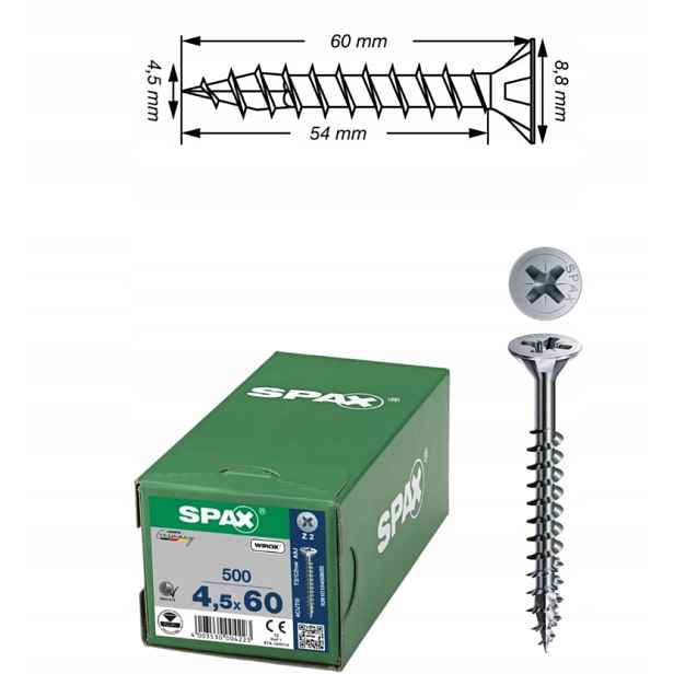 Šrouby Spax 4,5x60 Wirox op.500ks