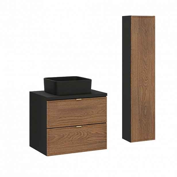 Petits-meubles KOUPELNOVÝ NÁBYTEK 60.2cm Elena 2er-Set Dřevo a černá