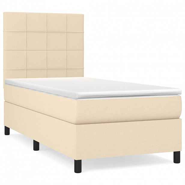 vidaXL Box spring postel s matrací krémová 80 x 200 cm textil