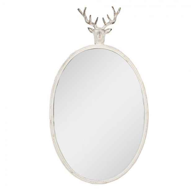Béžové antik kovové zrcadlo s hlavou jelena Deer vintage - 50*10*89 cm Clayre & Eef