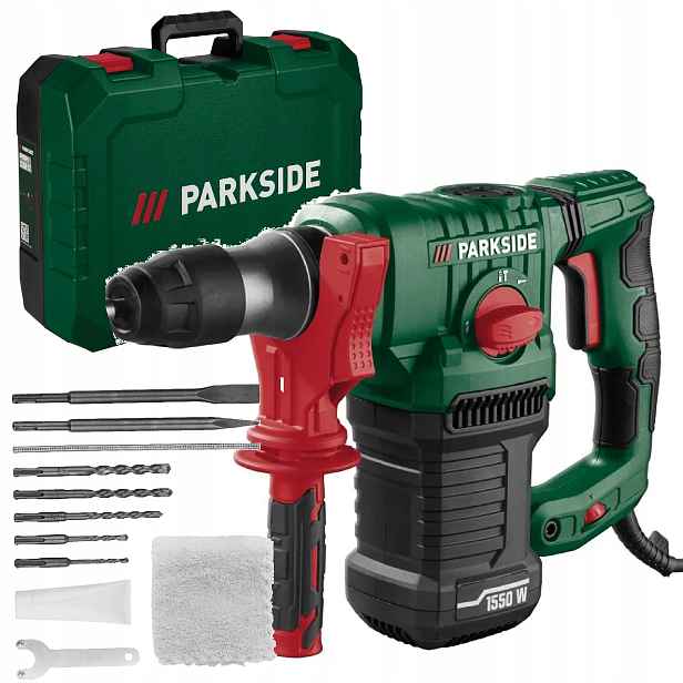 Kladivo Parkside vrtací kladivo Pbh 1550W Sds Plus Udar Kufr Vrták Nový