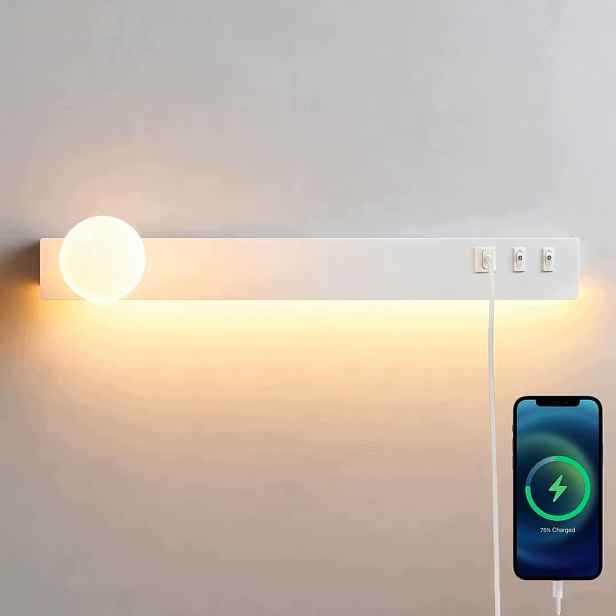 Nástěnná Led lampa 15 W S Usb Kula Lampička s portem 3 barvy 60 cm Bílá