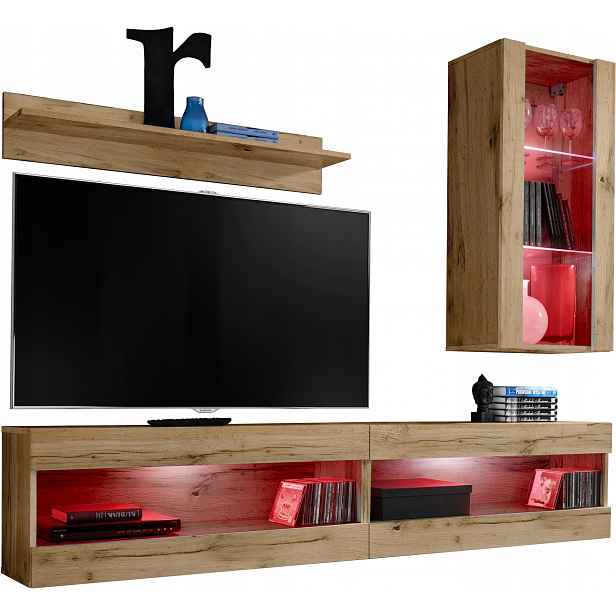 Sada Rtv nábytku Tivoli SET5 Dub Wotan/Dub Wotan, Rgb Led