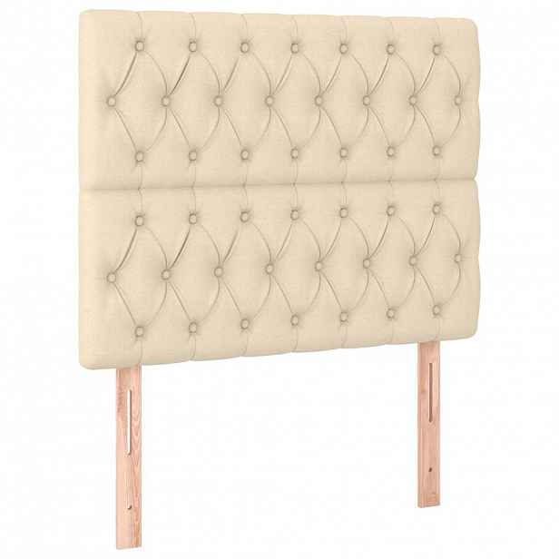 vidaXL Čelo postele krémové 100x7x118/128 cm látkové