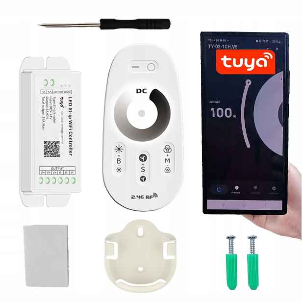 Ovladač stmívače pro Led pásky Cob Mono Dálkový Ovladač Rf Wifi Tuya Aplikace