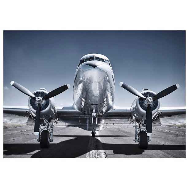 Vliesová fototapeta Douglas DC-3 Retro Stříbrné letadlo 312x219 lepidlo