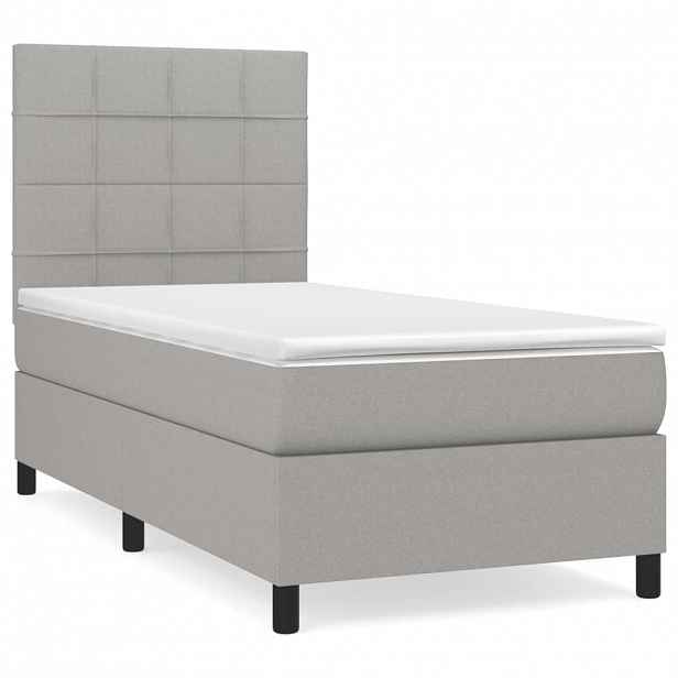 vidaXL Box spring postel s matrací světle šedá 90x190 cm textil