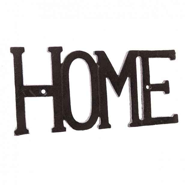 Litinová dekorace na zeď Home černá, 9,6 x 27 cm