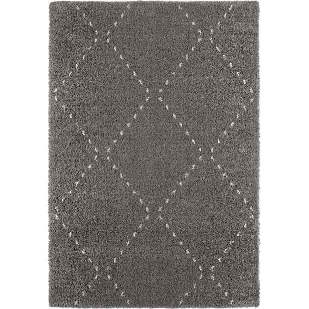 Šedo krémový koberec do obývacího pokoje, silný koberec typu shaggy, boho vzor 80 x 150 cm