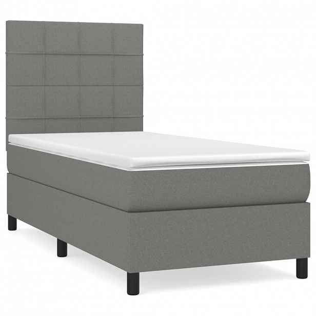vidaXL Box spring postel s matrací tmavě šedá 90x190 cm textil