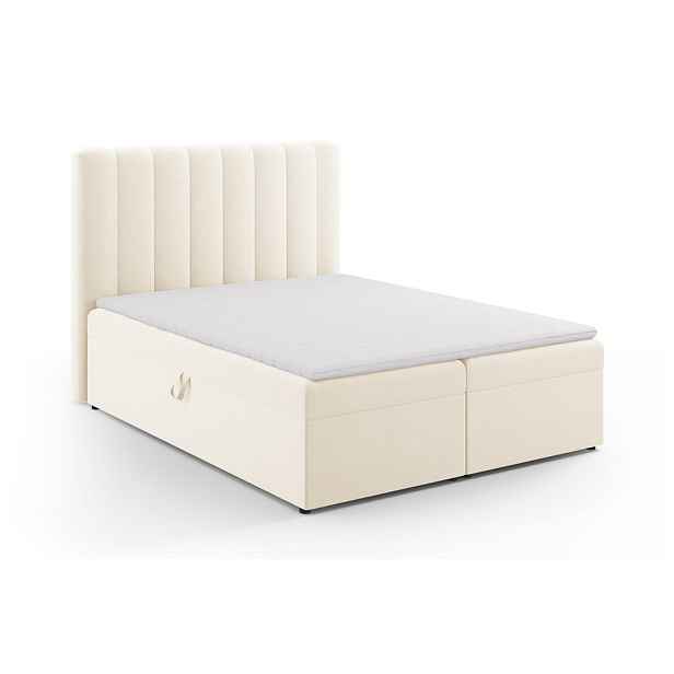 Béžová boxspring postel s úložným prostorem 160x200 cm Gina – Milo Casa