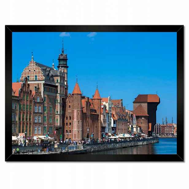 Plakáty v rámu 40x30 Gdaňsk Dlouhé pobřeží Vodní promenáda v Gdaňsku
