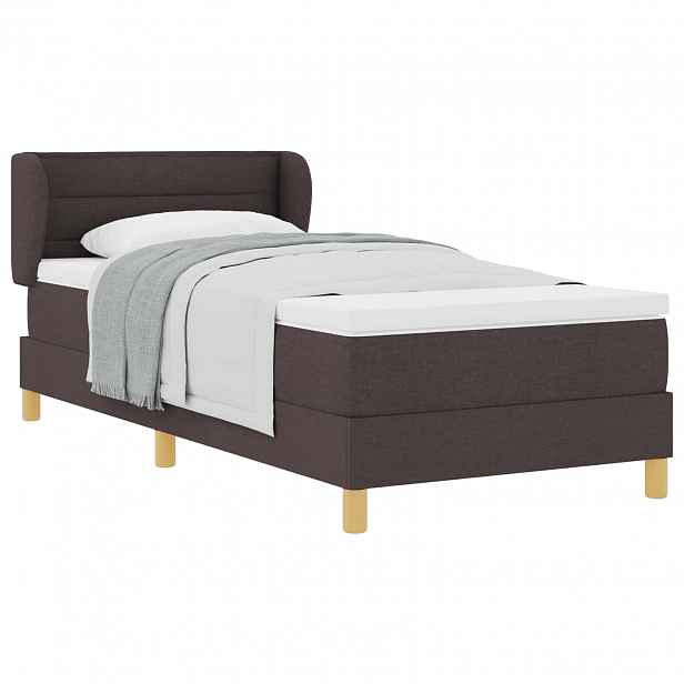 vidaXL Postel s boxspringem s matrací Tmavě hnědá 90 x 190 cm textil
