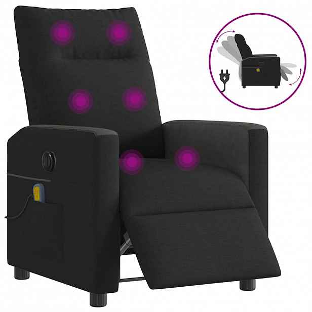 vidaXL Elektrické masážní polohovací křeslo černé textil