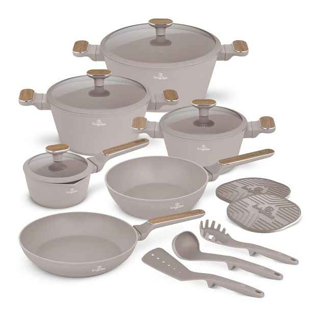 BERLINGERHAUS Sada nádobí s titanovým povrchem 15 ks Taupe Nordic Collection BH-8344