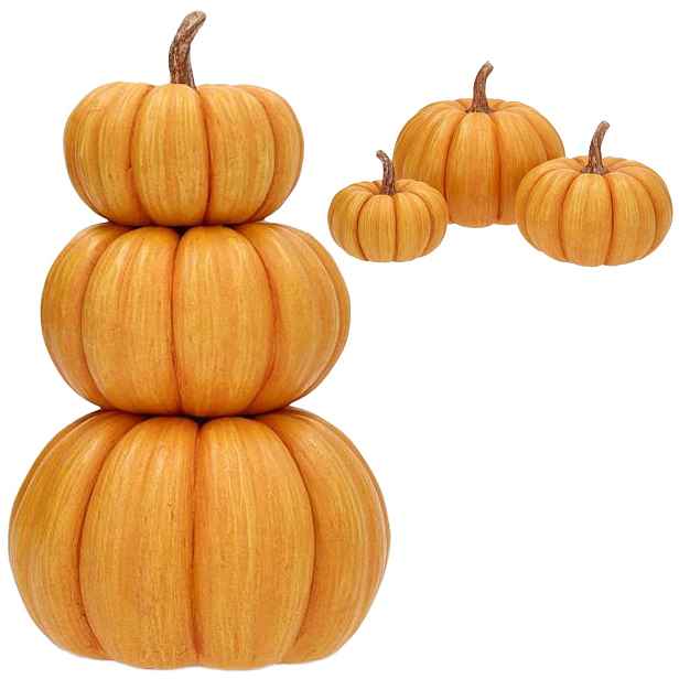 Figurka Dýně 3 ks Oranžová Na Halloween Podzim 26 cm Vysoká Ozdobná