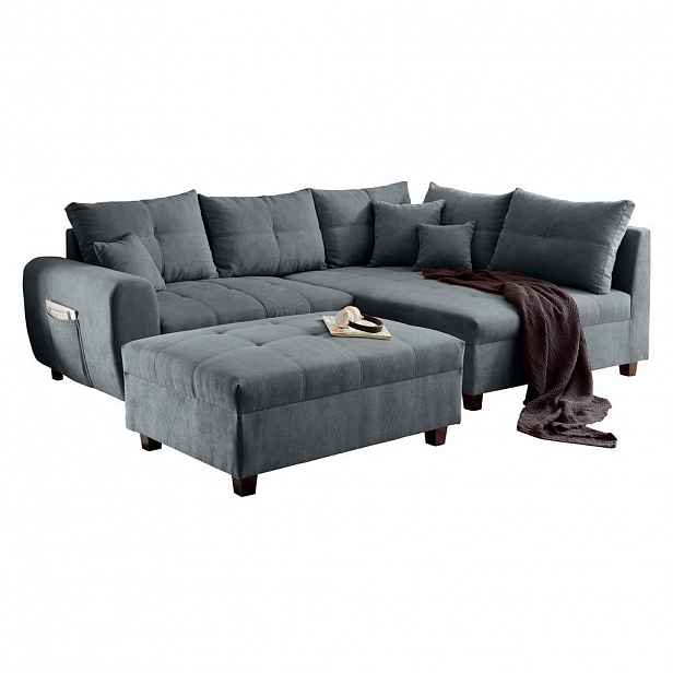 MID.YOU ROHOVÁ SEDAČKA, textil, kompozitní dřevo, antracitová