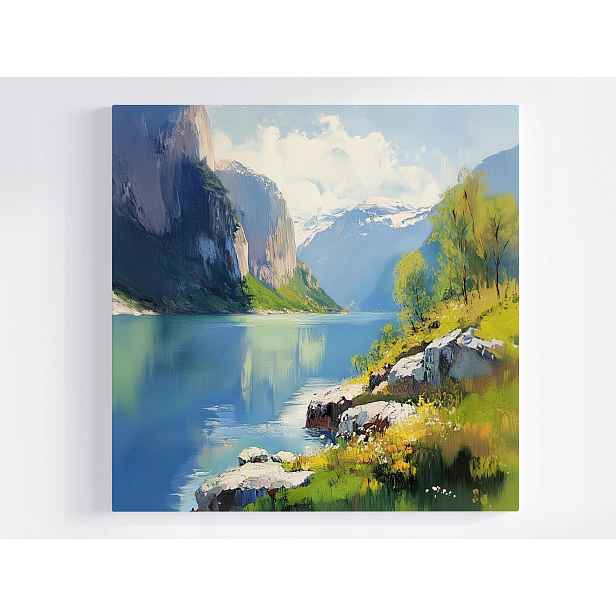 Obraz Na Plátně Canvas Skandinávie Norsko Fiord Hory Jezero 50x50