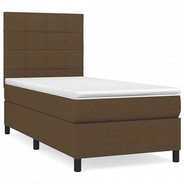 vidaXL Box spring postel s matrací tmavě hnědá 90x190 cm textil