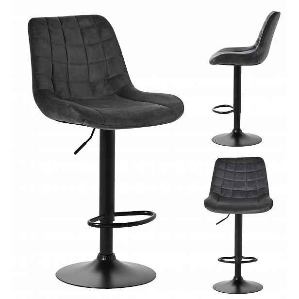 Barová Židle Barová stolička Loft Moderní Velur Velvet Šedá Regulovatelný Elegantní