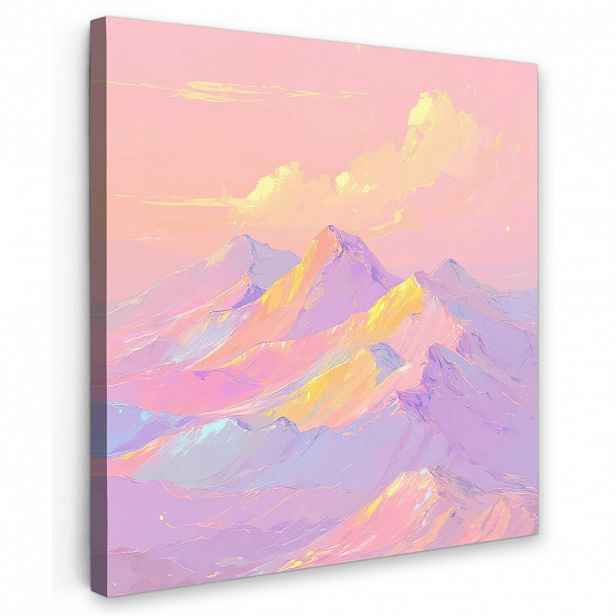 MuchoWow OBRAZ NA PLÁTNĚ Vrcholky hor - Mraky - Zasněné 20x20 cm