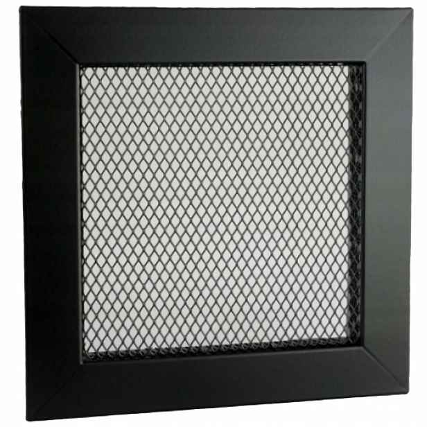 Ventilační mřížka kovová černá se síťkou 14x14