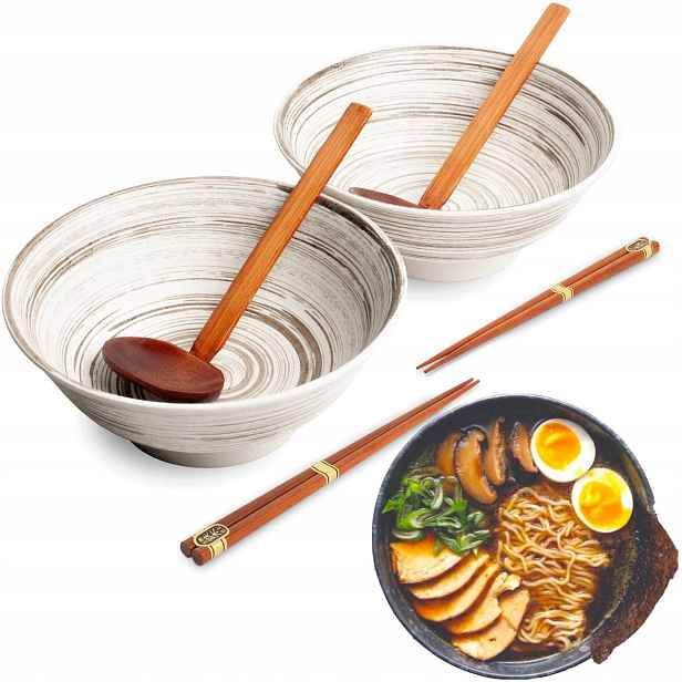 Sada misek a tyčinek na polévku a těstoviny Ramen Uzu White
