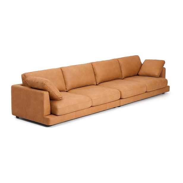 Hnědá kožená pohovka 390 cm Gala – Kave Home