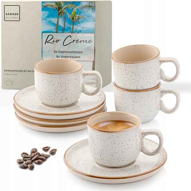 Hrnky Na Espresso 8 Dílů 80ML Krémové