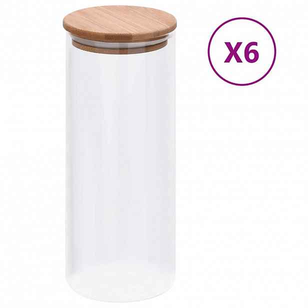 vidaXL Skleněné dózy s bambusovým víčkem 6 ks 1000 ml