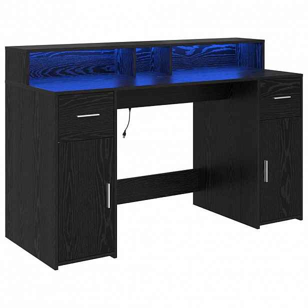 vidaXL Stůl se zásuvkou Černý dub 140 x 55 x 91 cm Kompozitní dřevo
